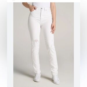 J Brand White High Rise Distressed Jeans